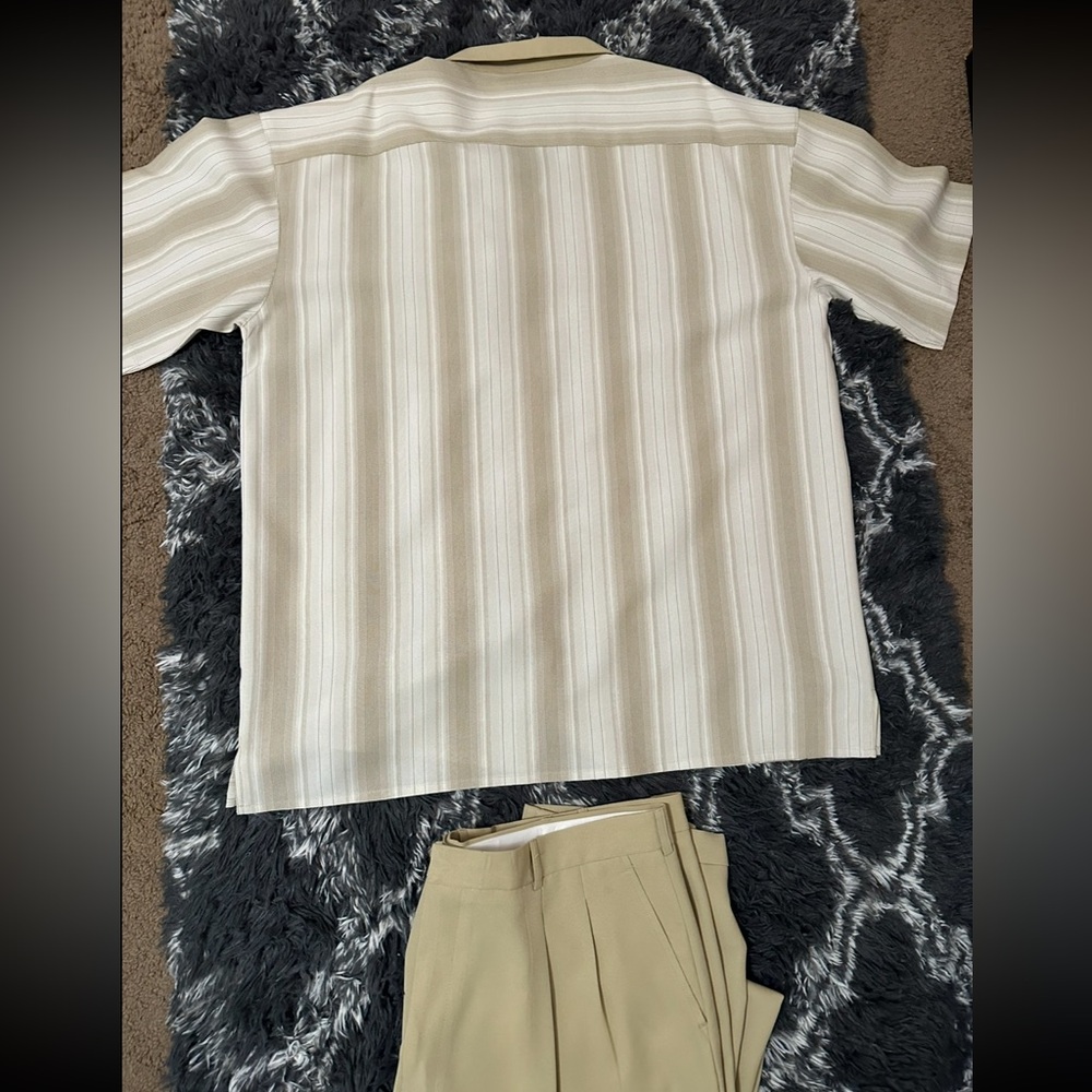 Tony Blake Striped Cream Button-Up & Pants Set - Picture 2 of 6